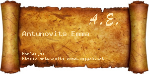 Antunovits Emma névjegykártya